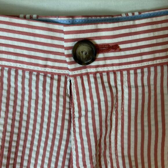 True Flies Red White Striped Seersucker 7.25" Inseam Chino Style Shorts Size 36 - Picture 5 of 15